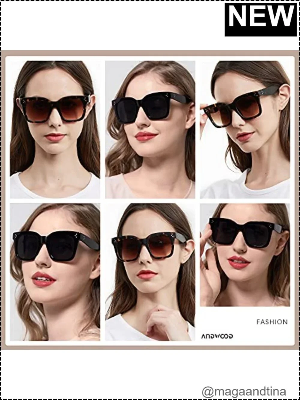 Oversized Square Sunglasses Women UV400 Plastic Frame